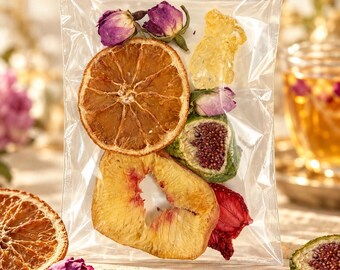 Té de frutas de rosa y naranja sanguina, infusión floral de frutas, bolsita de té de frutas deshidratadas, té de hierbas sin cafeína.