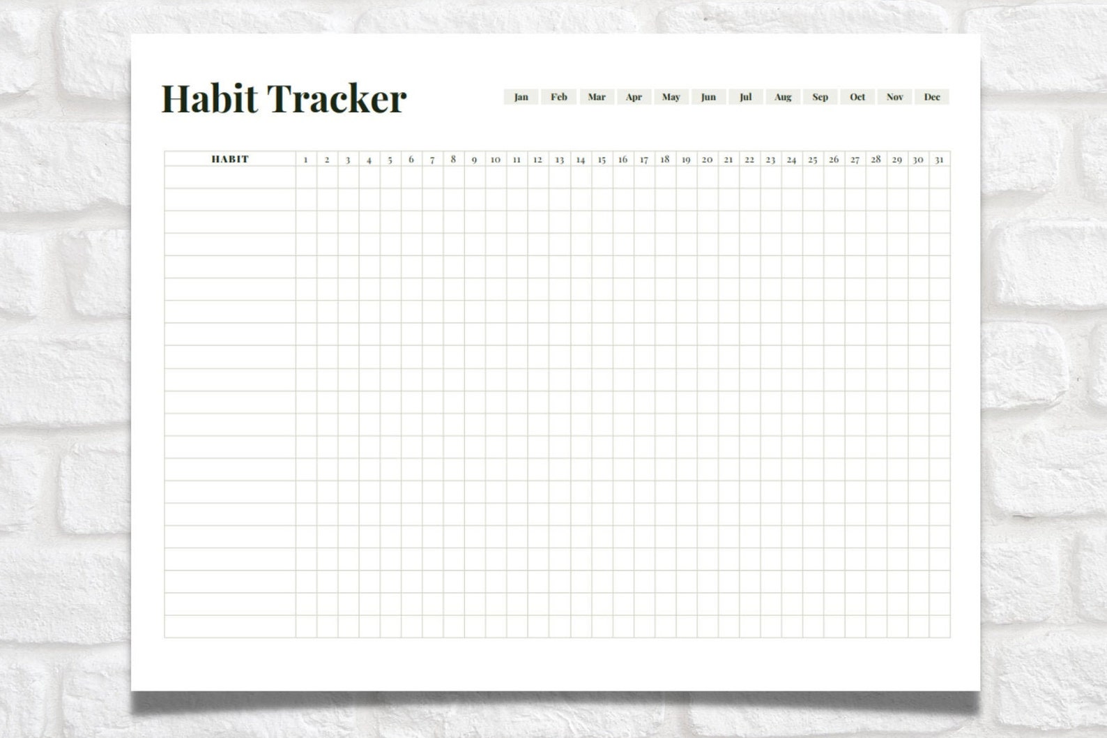 Habit Tracker 31 Days Printable - Etsy
