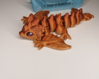 Copper Wyvern, Articulated Dragon, 3D Print Figurine, Toy, Desk Decor, Wizard, Fantasy, Cinderwing3D