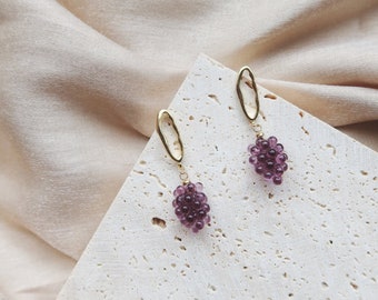 Cute 14k gold filled earring with mini grape charm