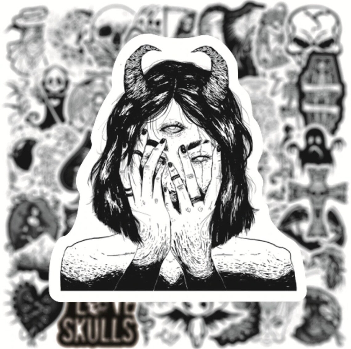 Gothic Style Black And White Stickers | Etsy