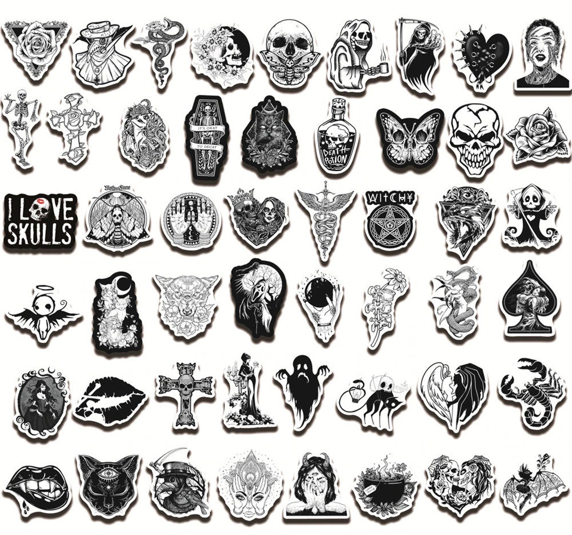 Gothic Style Black And White Stickers Etsy