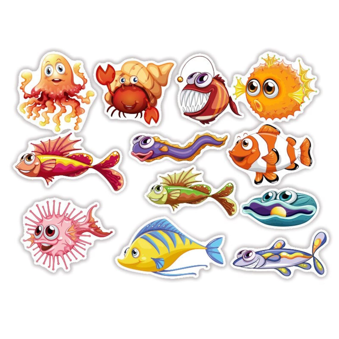 Sea Fishes Stickers Etsy