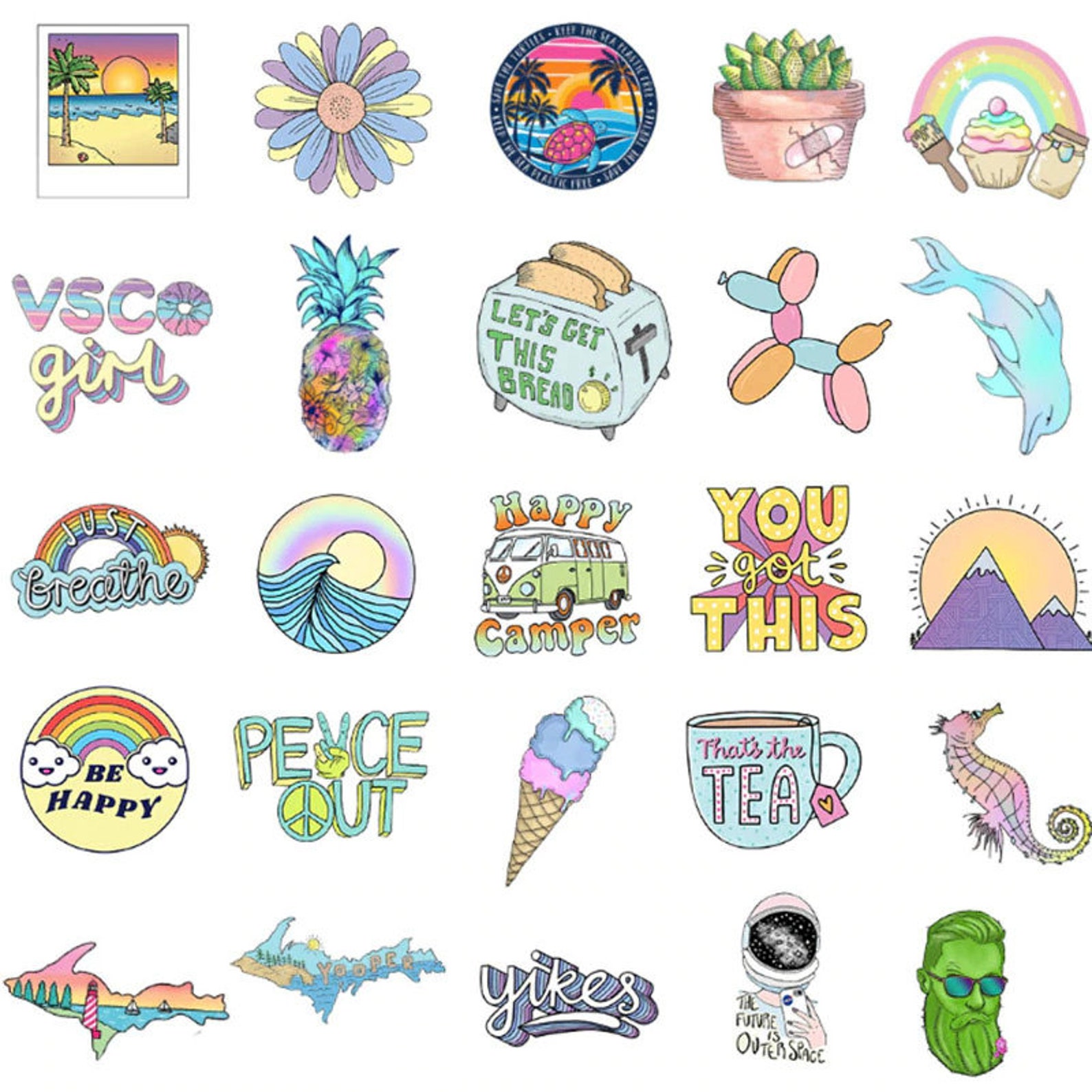 Cute Various Happy stickers Etsy