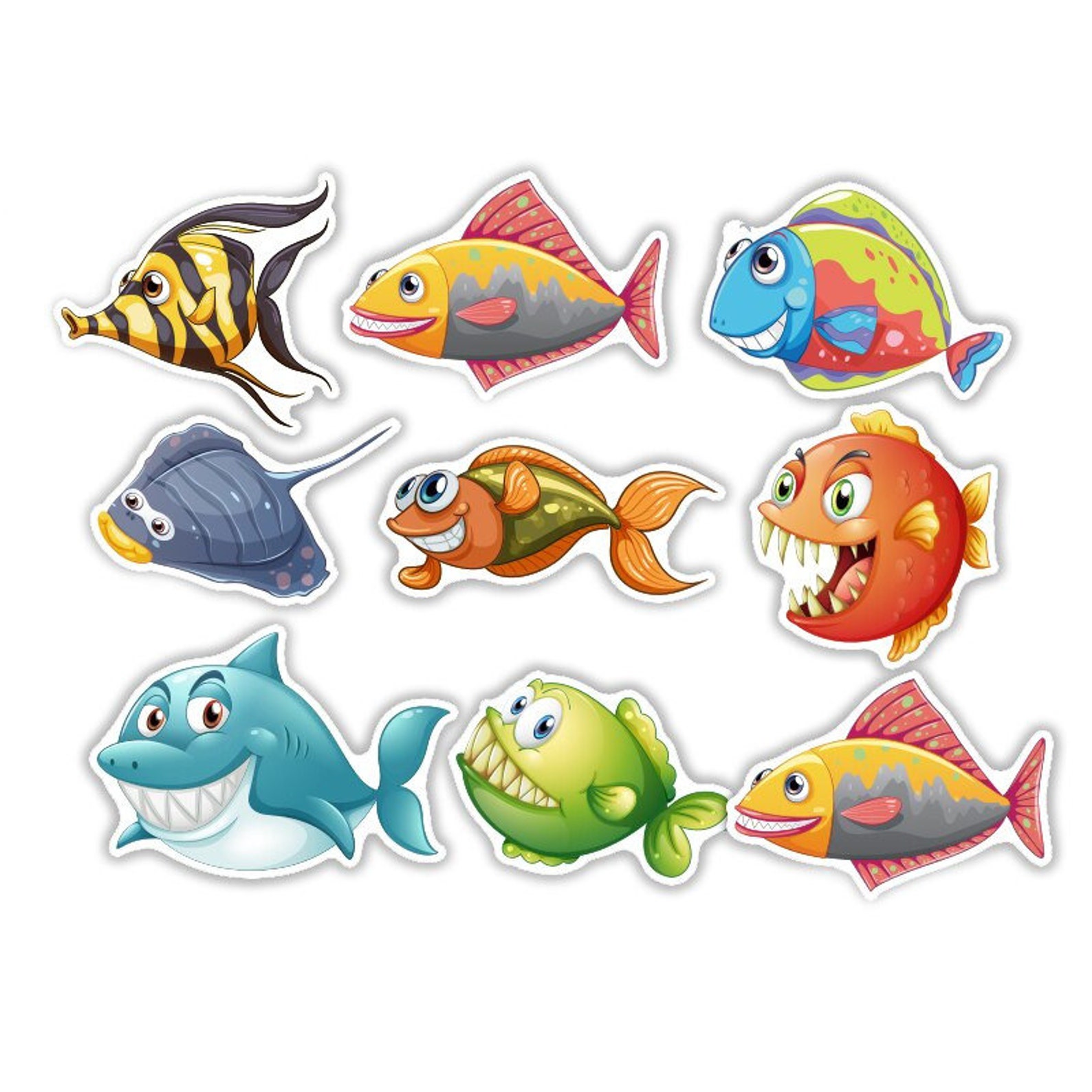 Sea Fishes Stickers Etsy