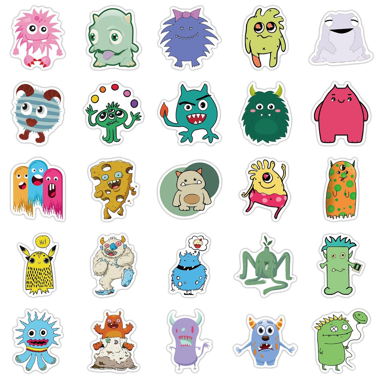 Cartoon Little Monsters Stickers | Etsy