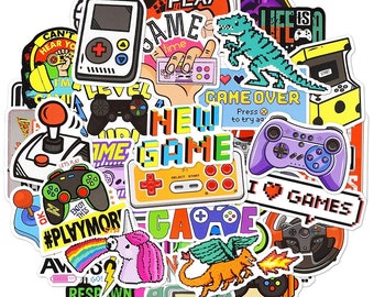 Vintage Video Game Stickers, Laptop Stickers, Vinyl Stickers Pack, Luggage Decal, Removable Vinyl Stickers, Skateboard Stickers