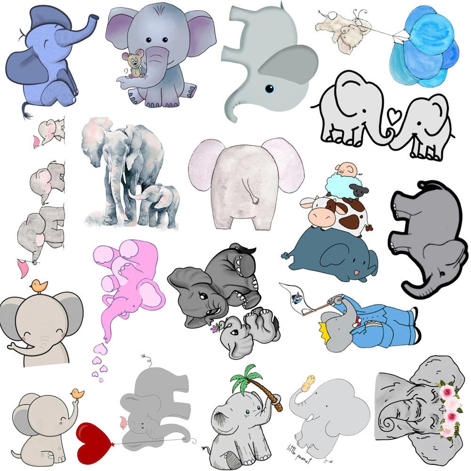Cute Elephant Stickers Etsy