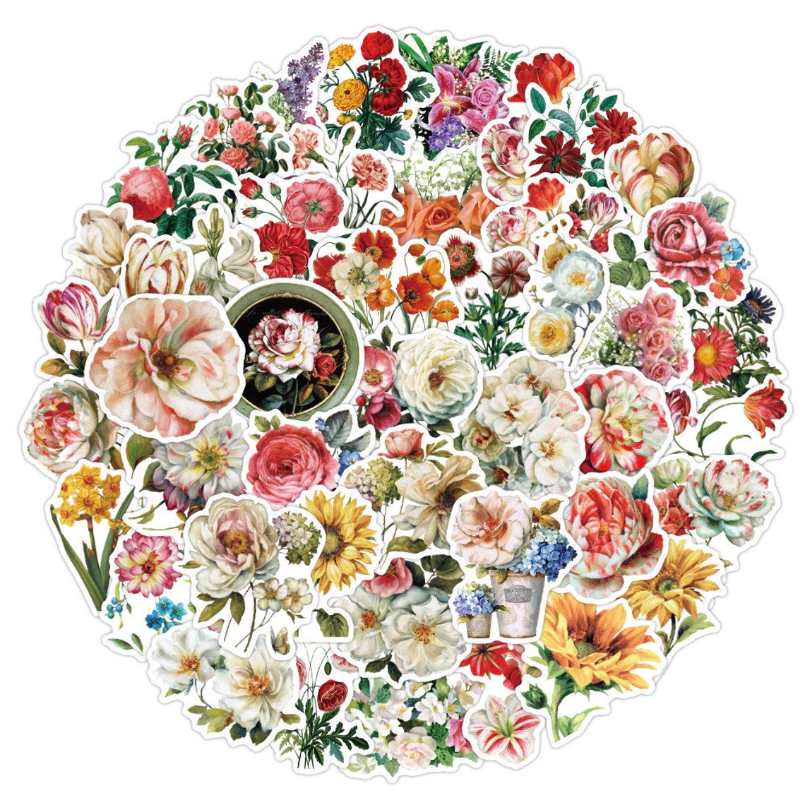 Colorful Flower Stickers | Etsy