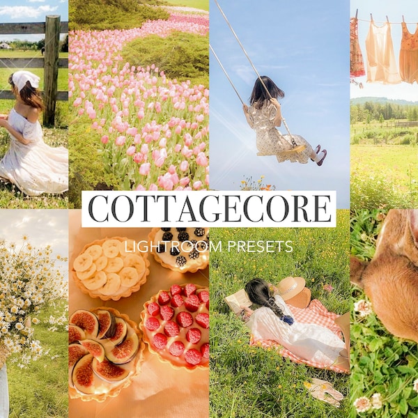 5 CottageCore Lightroom Mobile Presets & Desktop Presets, Lightroom Mobile Presets, Lightroom Desktop Preset, Influencer Preset Fairy Preset