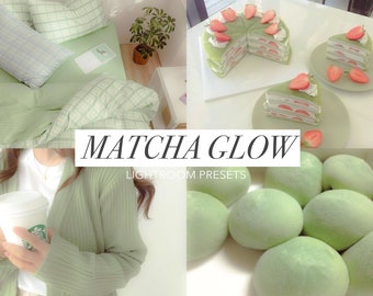 3 Matcha Lightroom Mobile Presets & Desktop Presets, Lightroom Mobile Presets, Lightroom Desktop Preset, Aesthetic Korean Preset Anime Glow
