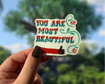 Sticker inspiré de Disney | Vous êtes la plus belle| Courrier joyeux magique | Impressions d'art esthétiques Disney pour adultes Disney