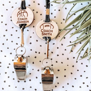 Custom personalized engraved coach whistle lanyard gift