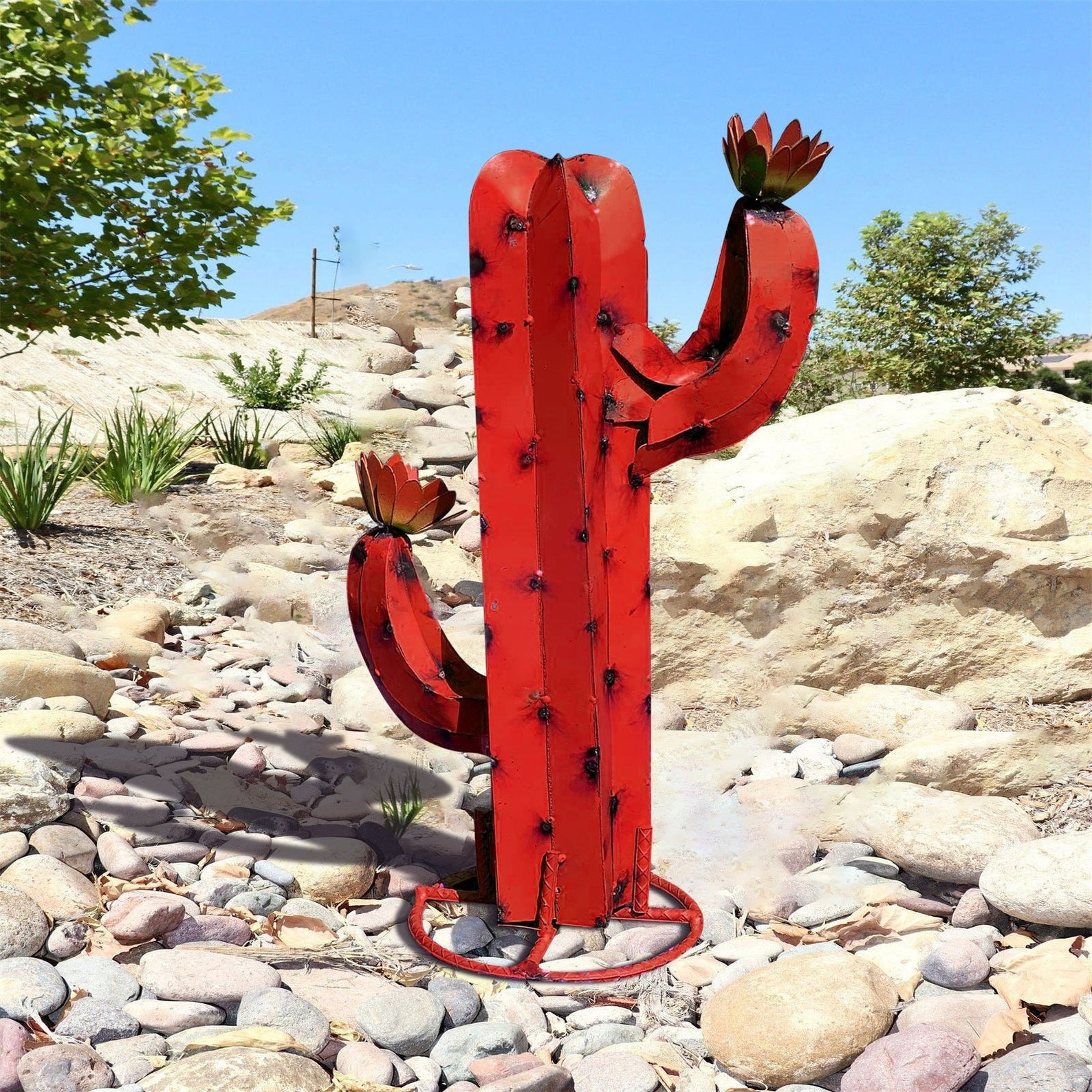Mexican Metal Cactus Sculpture Multicolor Funny Art Garden Etsy