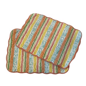 Vintage Striped Quilted Place Mat Pair