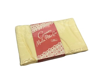Vintage Yellow Cannon Muslin Pillow Cases Deadstock w opakowaniu