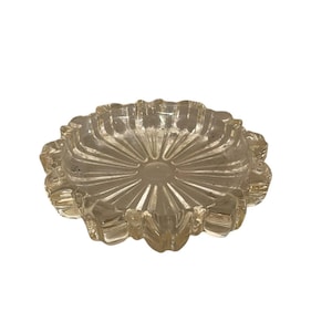 Vintage Round Glass Ashtray Crystal Clear