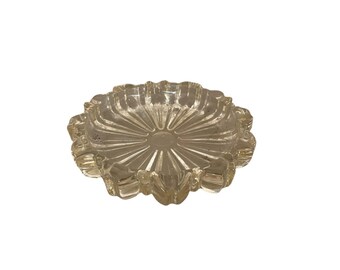 Vintage Round Glass Ashtray Crystal Clear