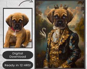 Royal Dog Portrait, King Dog Portrait, Pet Portrait, Custom Pet Portrait, Dog Portrait, Personalized Portrait