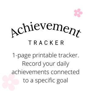 Daily Achievements Tracker Sheet | 31-day Printable tracker | Build a record of your success for motivation and focus