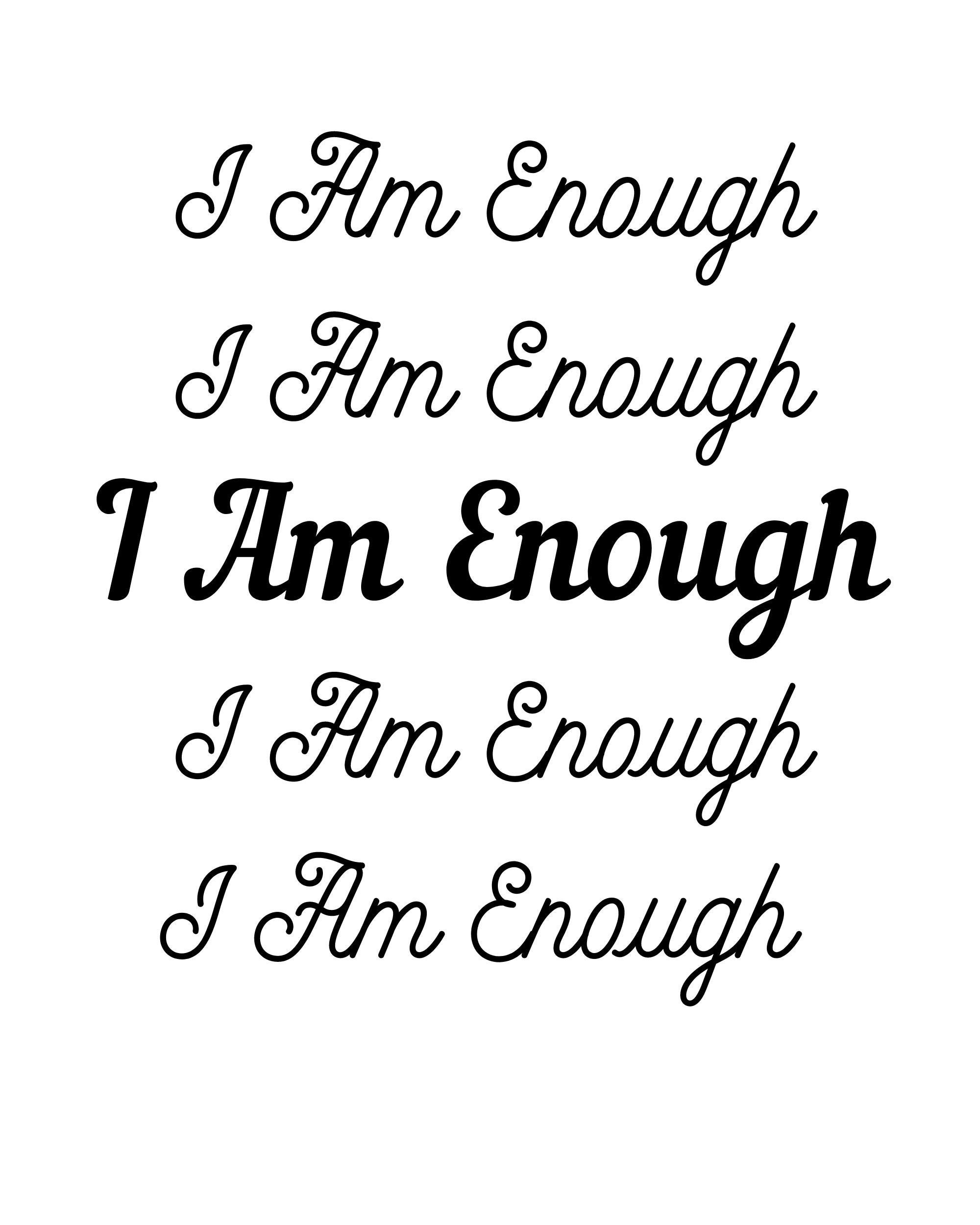 I Am Enough Printable Affirmation A4 Print at Home - Etsy