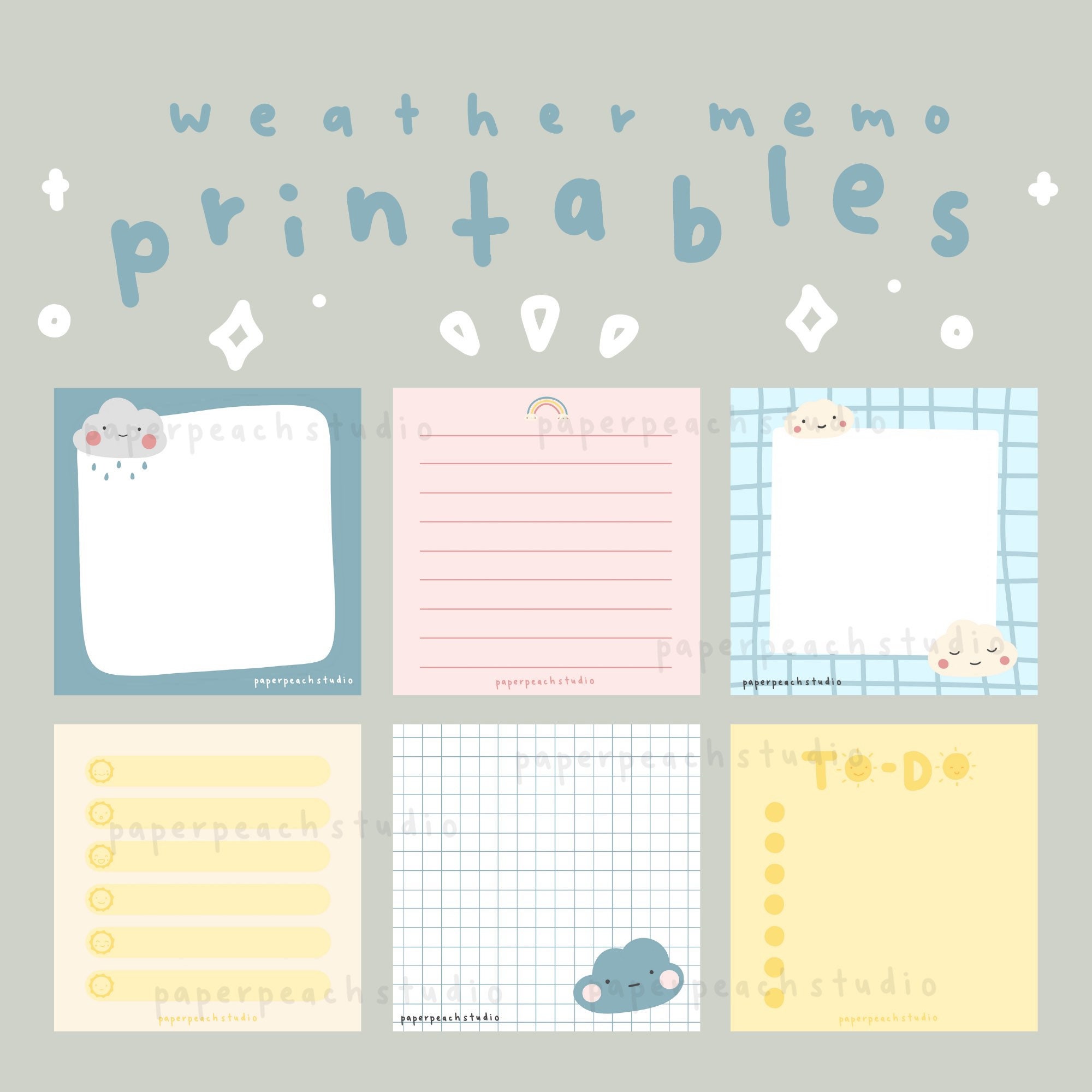 Weather Memo Notes Printable Memo Sheets Note Pad Digital Instant Download  Cute Journal Planner Letter Stationery 