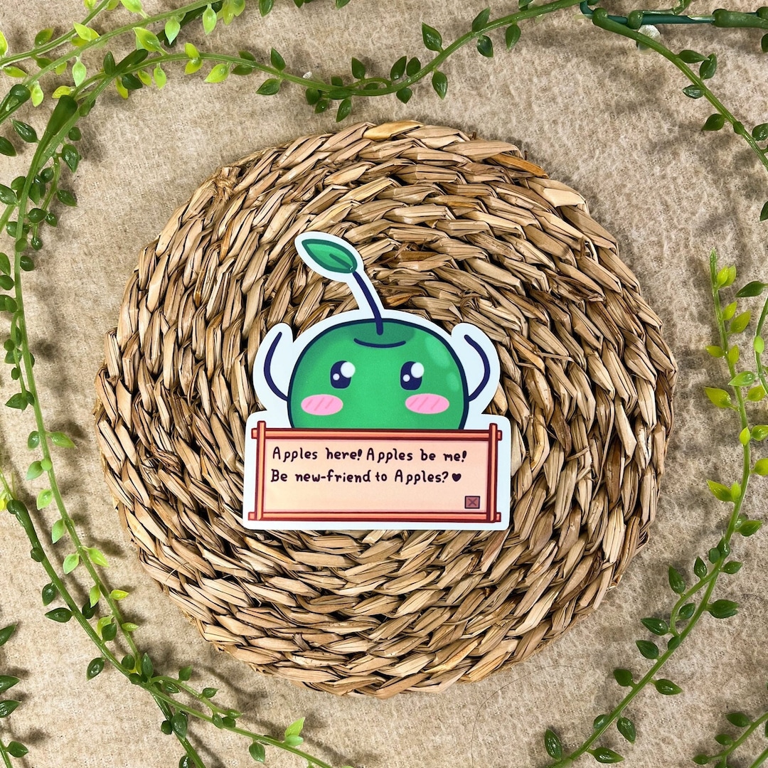 Junimo Stardew Valley Apples Glossy Vinyl Sticker Cozy Gamers Laptop