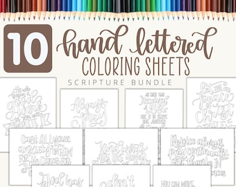 Bible Verse Coloring Pages | Hand Lettered Coloring Sheets | Scripture Coloring Book | Coloring sheets for adults and kids