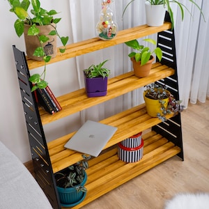 Mehrstufiges modernes Holzregal, Pflanzentopfregal, Küchenregal, Bücherregal, Schuhregal, Metall- und Holzregal, Einweihungsgeschenk, Geschenkhausmacher