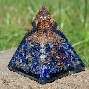 Lapis Lazuli Orgone Pyramid, Copper Coil, Chakra Protection
