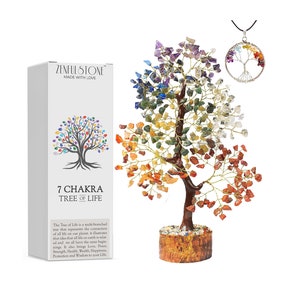 Tree of Life Natural Gemstone Seven Chakra on Wood Base – KalaVibes