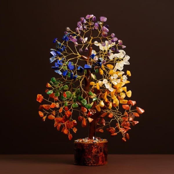 7 Chakra Crystal Tree of Life - Handmade Feng Shui Bonsai for Positive Energy