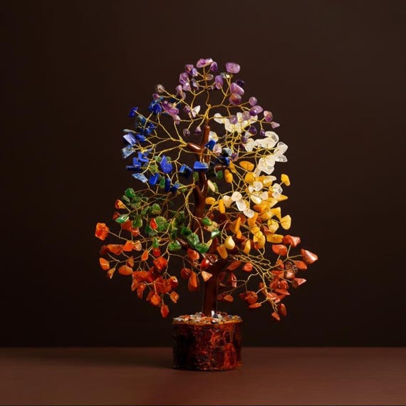 7 Chakra Crystal Tree of Life - Handmade Feng Shui Bonsai for Positive Energy