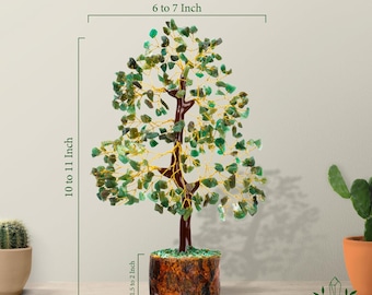 Green Jade Crystal Tree of Life: Handmade Bonsai for Luck & Prosperity