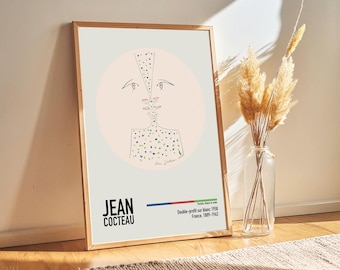 Jean Cocteau 'Double-profil sur blanc' Vintage Art Poster