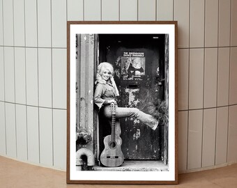 Dolly Parton Vintage Print: NYC Guitar Photo, Black & White Wall Art