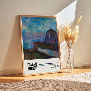 Edvard Munch - Starry Night 1893 - Edvard Munch Paintings Poster Artwork, Exhibition Poster Art Lover Gifts Ideas for Him/Her