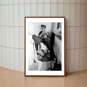 Impressão de David Bowie, pôster de banheiro de David Bowie, impressões de fotografia vintage, decoração moderna, arte de parede preta e branca