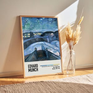 Edvard Munch - Starry Night 1924 - Edvard Munch Paintings Poster Artwork, Exhibition Poster Art Lover Gifts Ideas for Him/Her