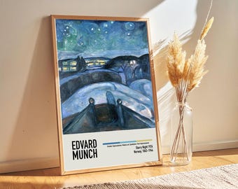 Edvard Munch Starry Night Print: Vintage Fine Art Poster