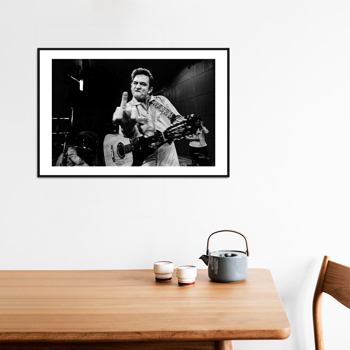 Johnny Cash Middle Finger Vintage Print: Black and White Photography ...