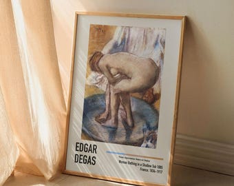 Póster de la exposición de arte vintage "Mujer bañándose" de Edgar Degas