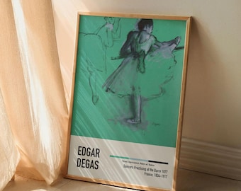 Póster de ballet de Edgar Degas: Bailarines practicando en la barra, arte mural vintage