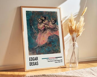Póster de la exposición de arte vintage "Tres bailarinas de rojo" de Edgar Degas