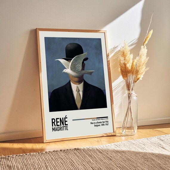ルネ・マグリット「山高帽の男」ヴィンテージアートプリント