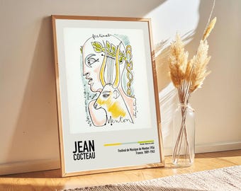 Jean Cocteau - Festival de Musique de Menton 1956 - Vintage Art Poster