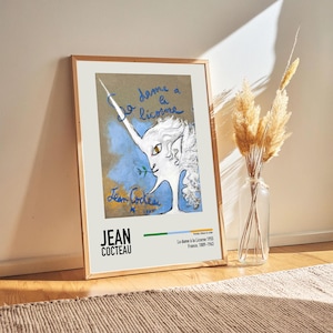 Jean Cocteau - La dame a la Licorne 1955 - Jean Cocteau Lithographs Paintings Poster Prints, Art Lover Gift Ideas for Him/Her