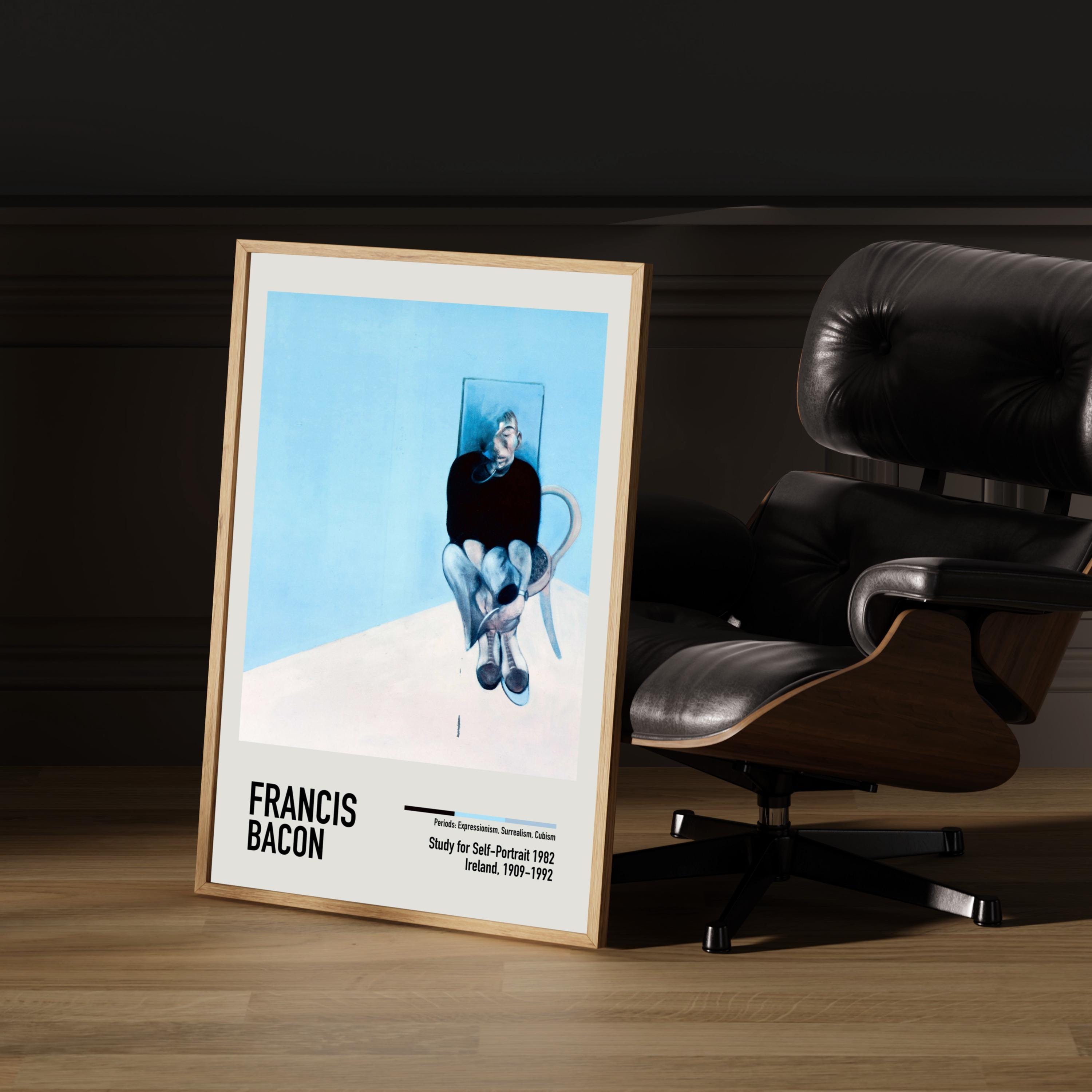 Francis Bacon Exhibition Poster Study for Selfportrait 1982 Vintage