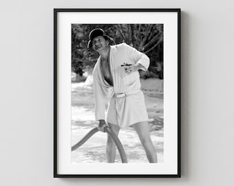 Christmas Vacation Cousin Eddie Print, Black and White Movie Photo, Funny Bathroom Wall Art