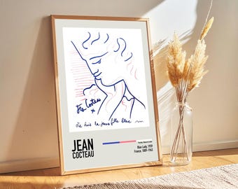 Jean Cocteau Blue Lady Lithograph - Vintage Art Print